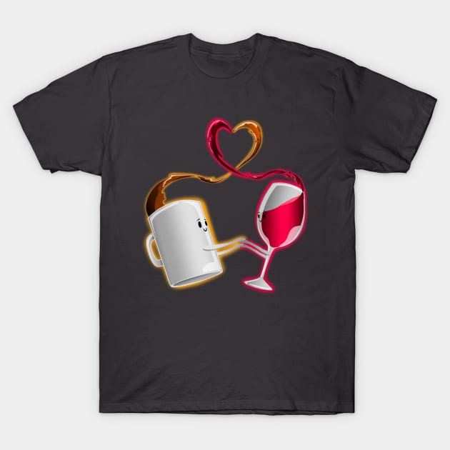 A Dance of Coffee and Wine T-Shirt by WeFlaps Comics Merch